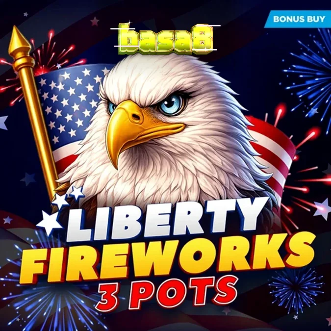 Liberty Fireworks 3 Pots স্লট গেমের রঙিন এবং উৎসবমুখর ইন্টারফেসের দৃশ্য